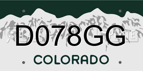 D078GG Colorado License Plate