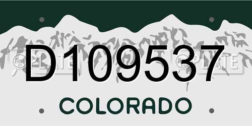 D109537 Colorado License Plate