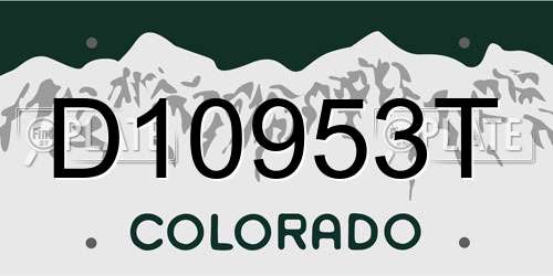D10953T Colorado License Plate