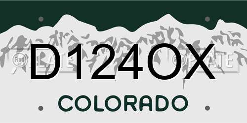 D124OX Colorado License Plate