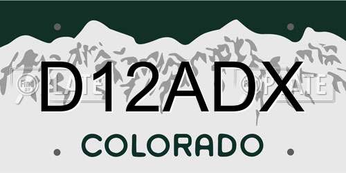 D12ADX Colorado License Plate