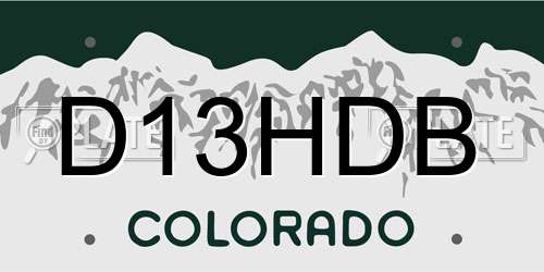 D13HDB Colorado License Plate