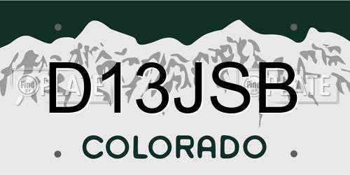 D13JSB Colorado License Plate