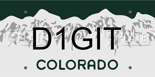 D1GIT Colorado License Plate