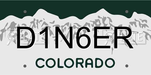 D1N6ER Colorado License Plate