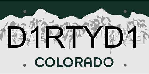 D1RTYD1 Colorado License Plate