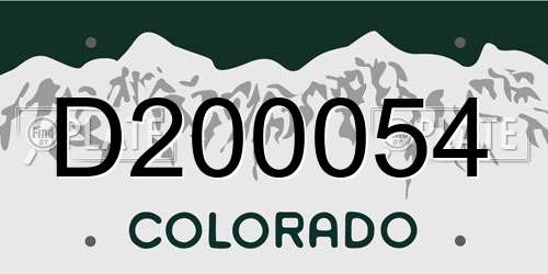 D200054 Colorado License Plate