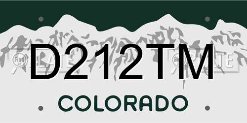 D212TM Colorado License Plate