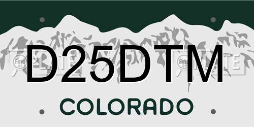 D25DTM Colorado License Plate