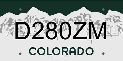 D280ZM Colorado License Plate