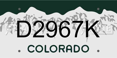 D2967K Colorado License Plate