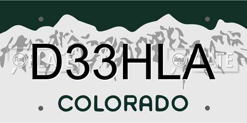 D33HLA Colorado License Plate