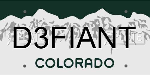 D3FIANT Colorado License Plate