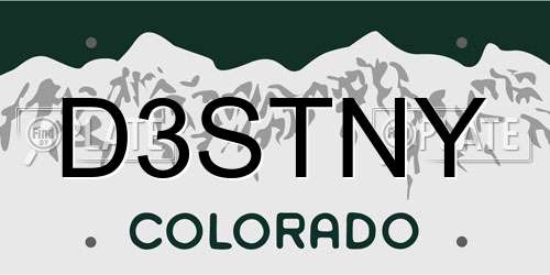 D3STNY Colorado License Plate