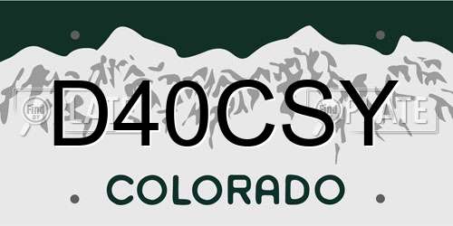 D40CSY Colorado License Plate