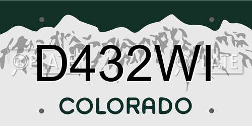 D432WI Colorado License Plate