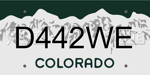 D442WE Colorado License Plate