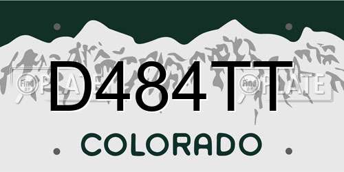 D484TT Colorado License Plate