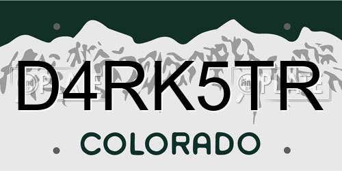 D4RK5TR Colorado License Plate