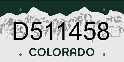 D511458 Colorado License Plate