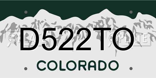 D522TO Colorado License Plate
