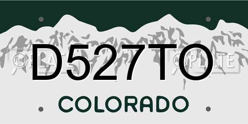 D527TO Colorado License Plate
