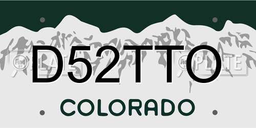 D52TTO Colorado License Plate