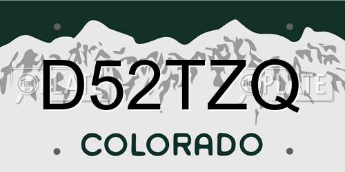 D52TZQ Colorado License Plate