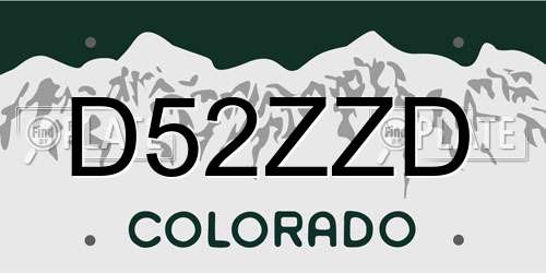 D52ZZD Colorado License Plate