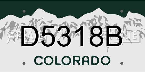 D5318B Colorado License Plate