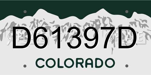 D61397D Colorado License Plate