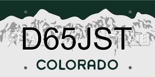 D65JST Colorado License Plate