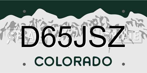 D65JSZ Colorado License Plate