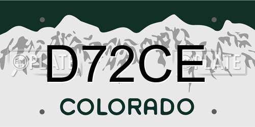 D72CE Colorado License Plate