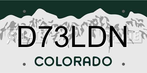 D73LDN Colorado License Plate