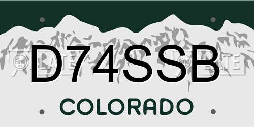 D74SSB Colorado License Plate