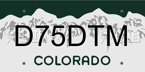 D75DTM Colorado License Plate