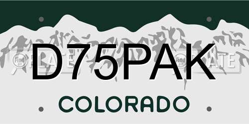 D75PAK Colorado License Plate