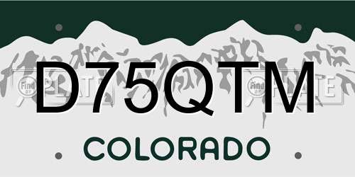 D75QTM Colorado License Plate