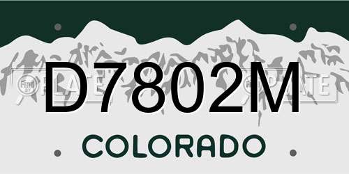 D7802M Colorado License Plate