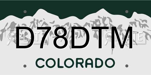 D78DTM Colorado License Plate
