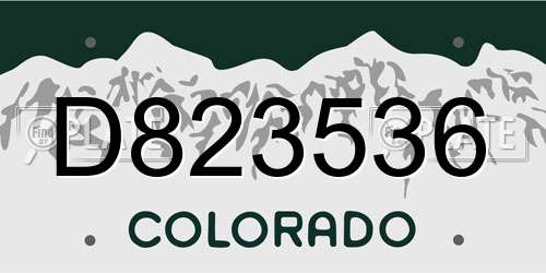 D823536 Colorado License Plate