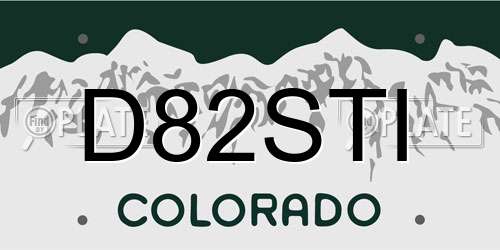 D82STI Colorado License Plate