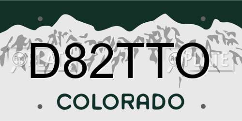 D82TTO Colorado License Plate