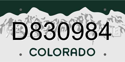 D830984 Colorado License Plate