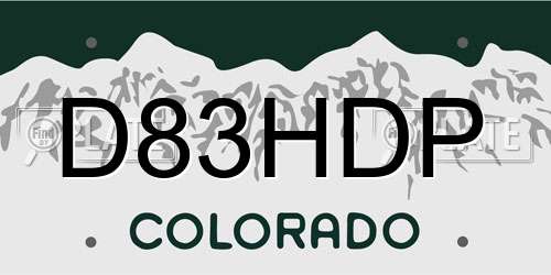 D83HDP Colorado License Plate