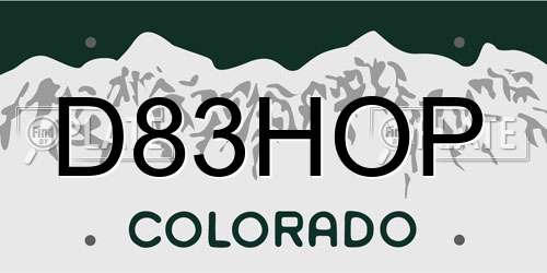 D83HOP Colorado License Plate