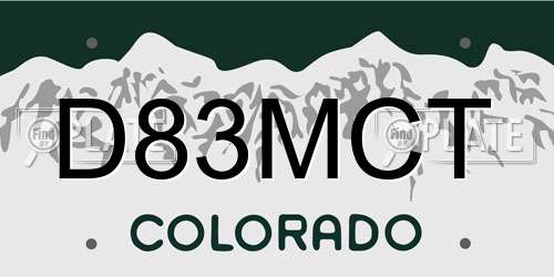 D83MCT Colorado License Plate
