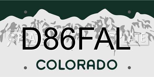 D86FAL Colorado License Plate
