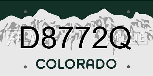 D8772Q Colorado License Plate